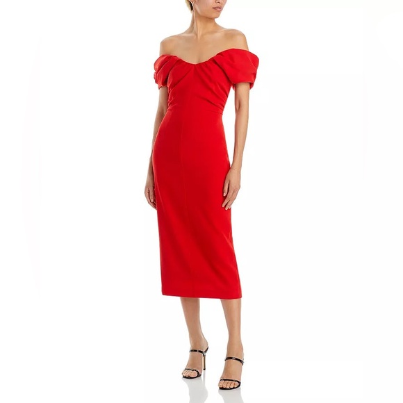 A.L.C. Nora Off Shoulder Red Midi Dress Size 0 NWT